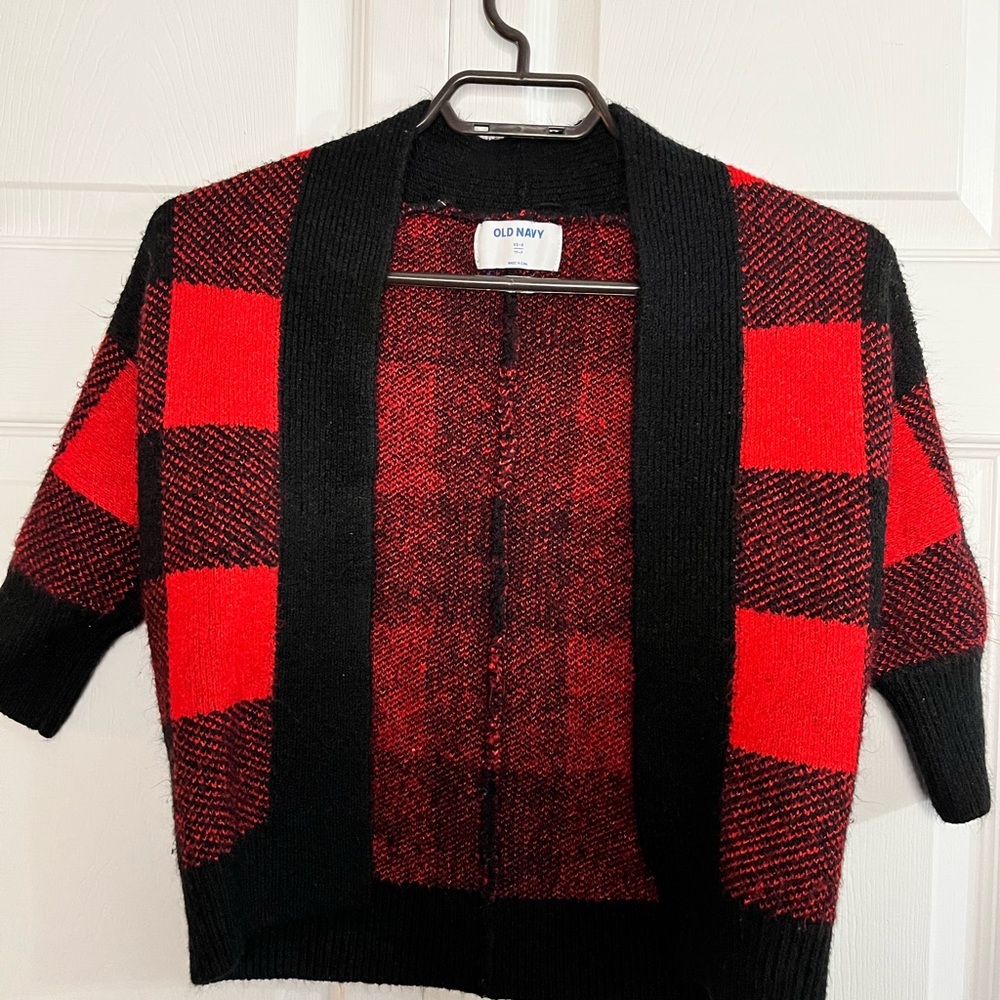 Old Navy Buffalo Plaid Cardigan | Red & Black | XS (5)